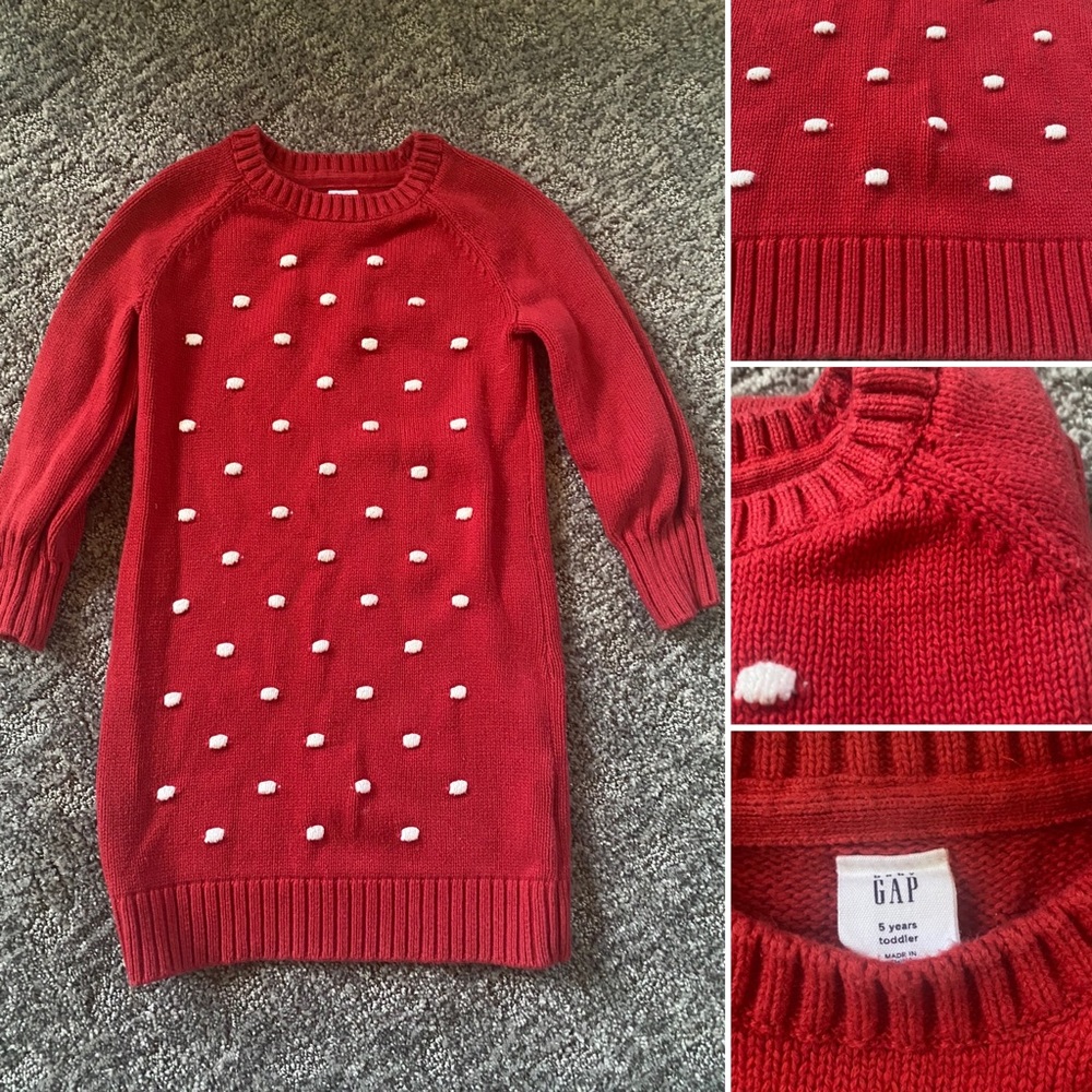 Fun Red with White Polka Dots Sweater Dress